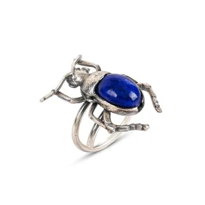 Anel escaravelho com lapis lazuli