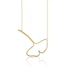Colar ginkgo biloba, plaqueado a ouro